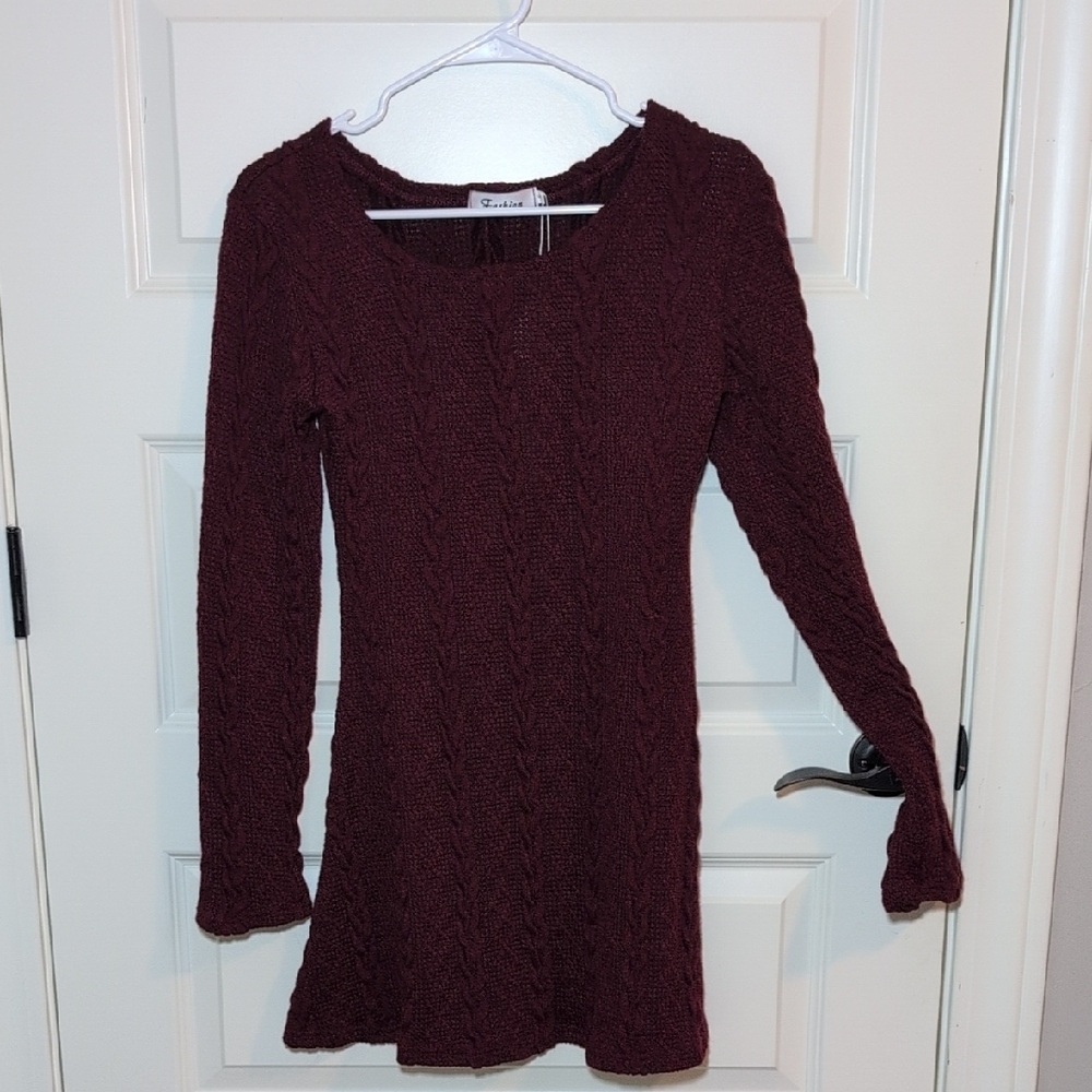 NWT Elegant Maroon Knit Dress, Small